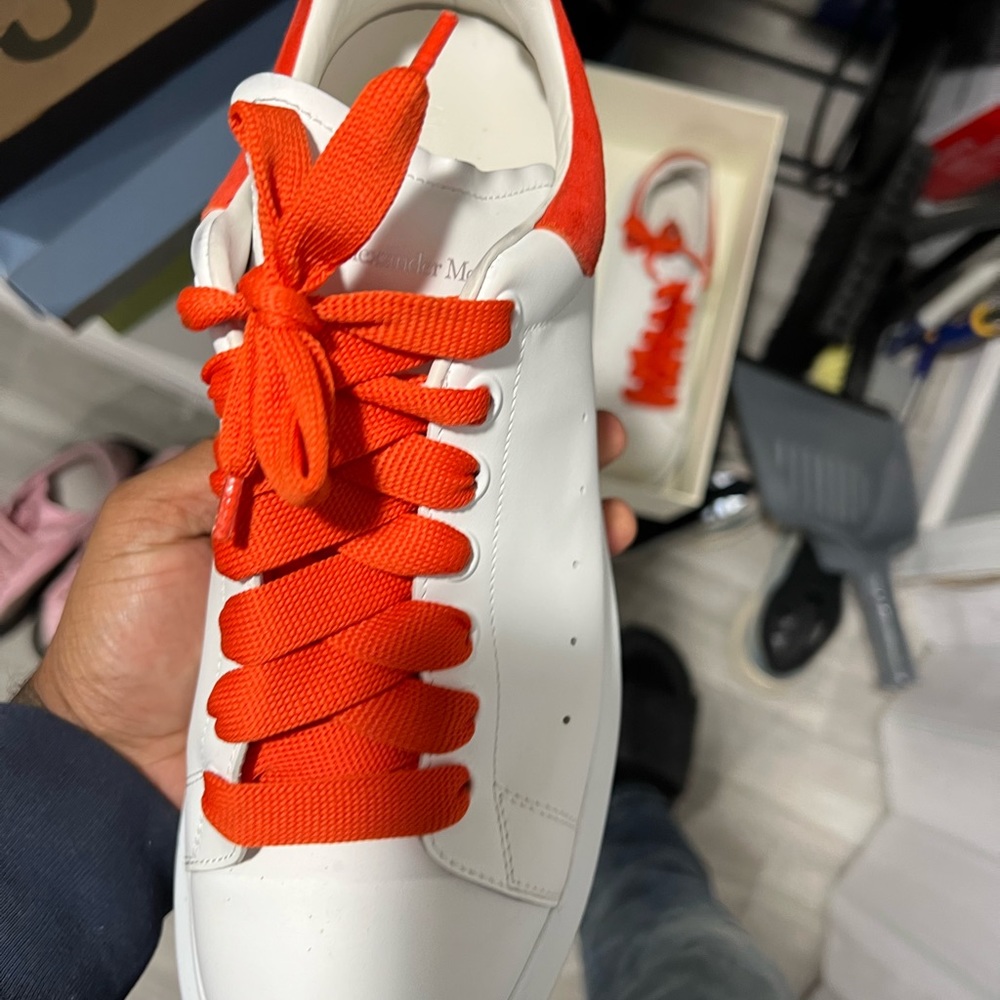 Alexander McQueens or orange an white